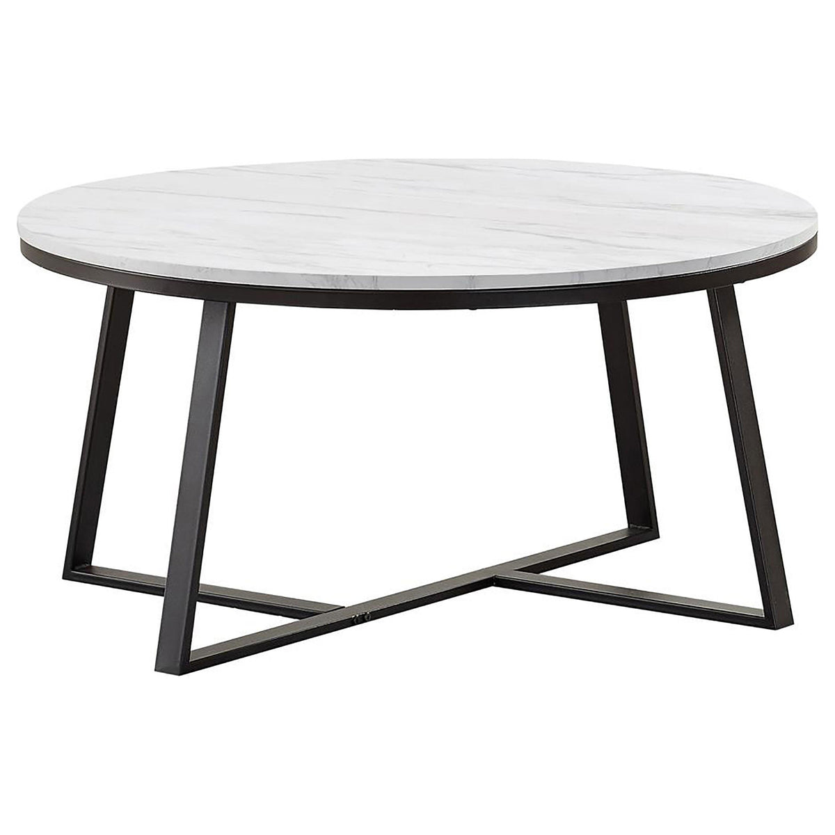 Hugo Round Coffee Table White and Matte Black  Half Price Furniture