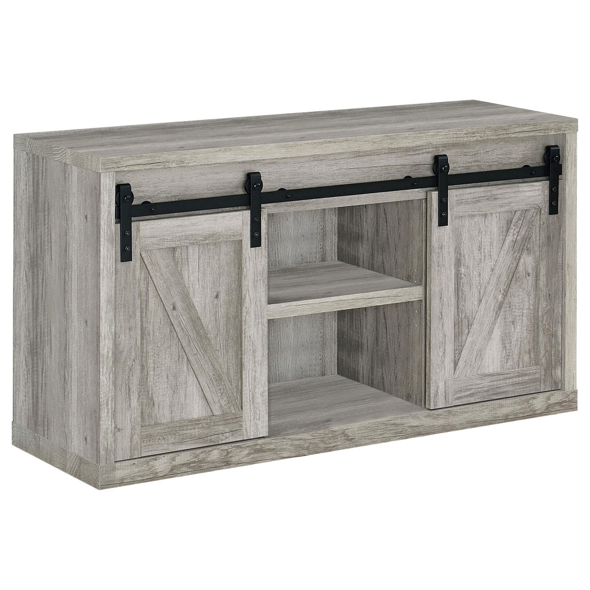 Brockton 48-inch 3-shelf Sliding Doors TV Console Grey Driftwood  Half Price Furniture