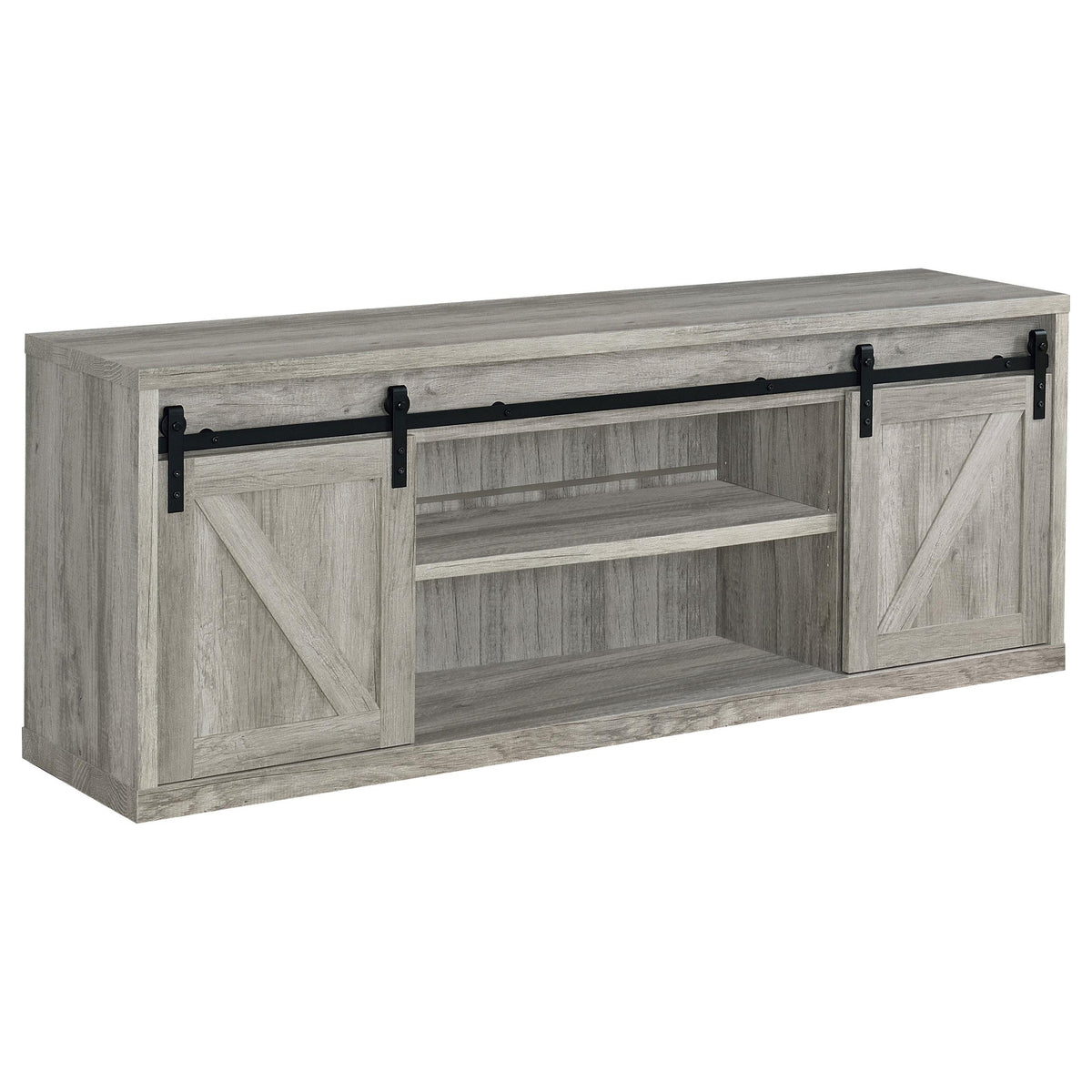 Brockton 71-inch 3-shelf Sliding Doors TV Console Grey Driftwood  Half Price Furniture
