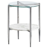 Cadee Round Glass Top End Table Clear and Chrome Half Price Furniture