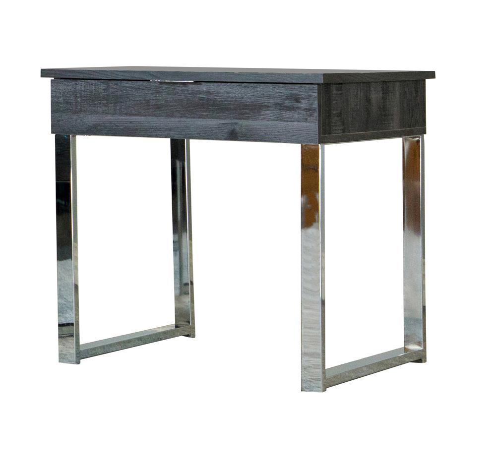 Baines Square 1-drawer End Table Dark Charcoal and Chrome  Half Price Furniture