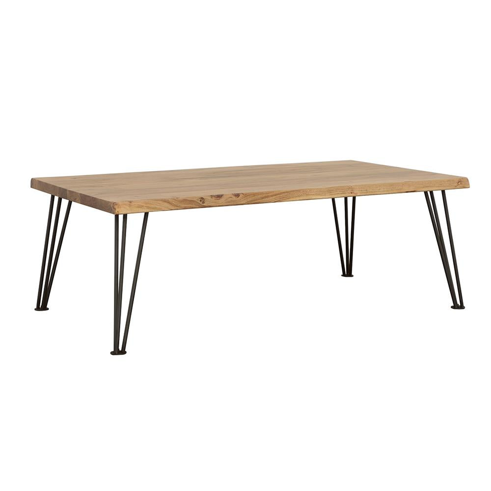 Zander Coffee Table with Hairpin Leg Natural and Matte Black  Half Price Furniture