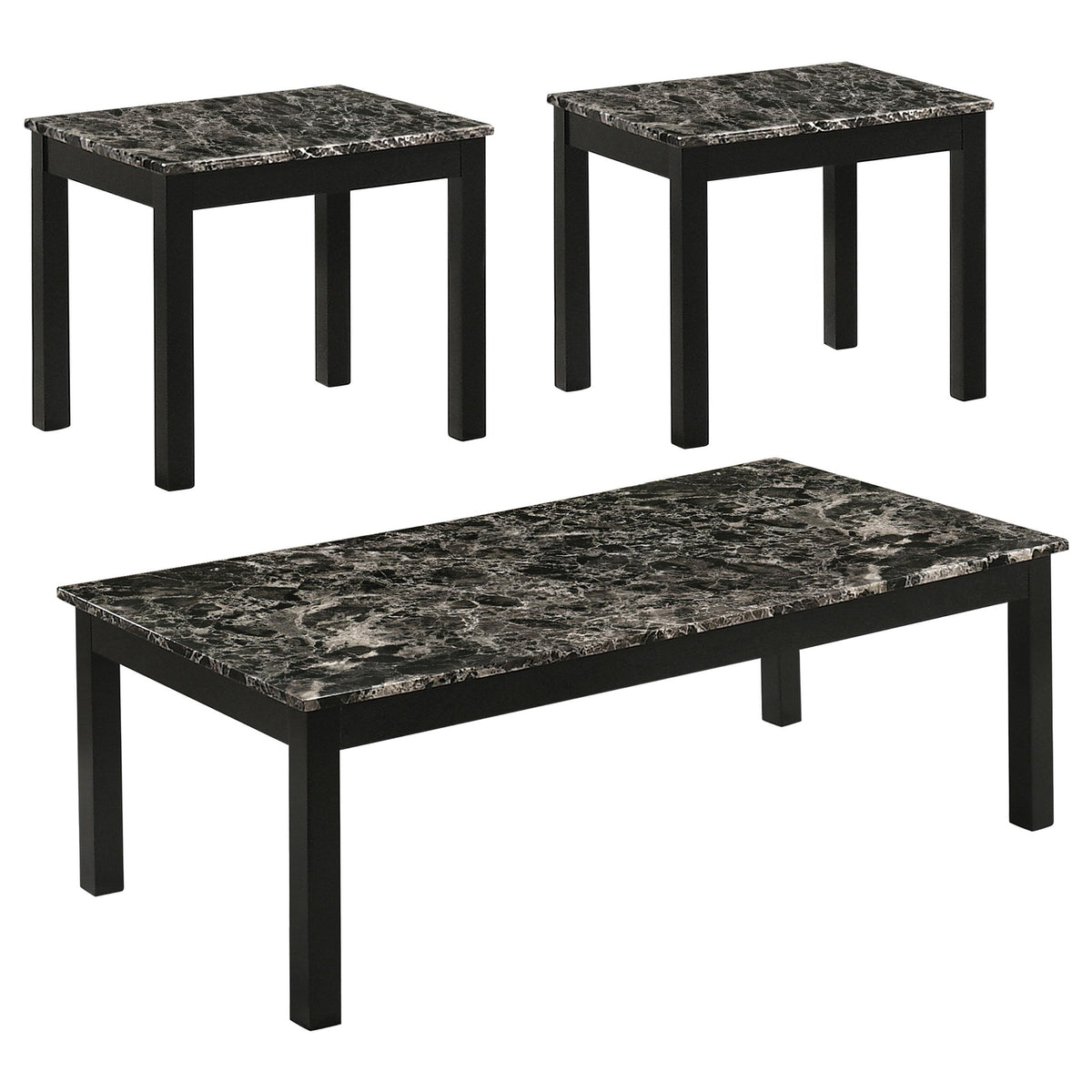 Darius Faux Marble Rectangle 3-piece Occasional Table Set Black Darius Faux Marble Rectangle 3-piece Occasional Table Set Black Half Price Furniture