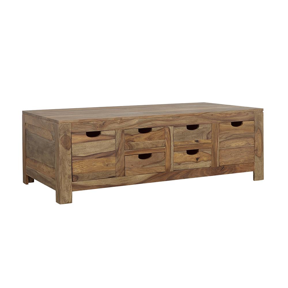 Esther 6-drawer Storage Coffee Table Natural Sheesham  Half Price Furniture
