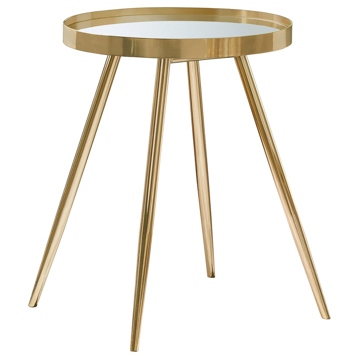 Kaelyn Round Mirror Top End Table Gold Half Price Furniture