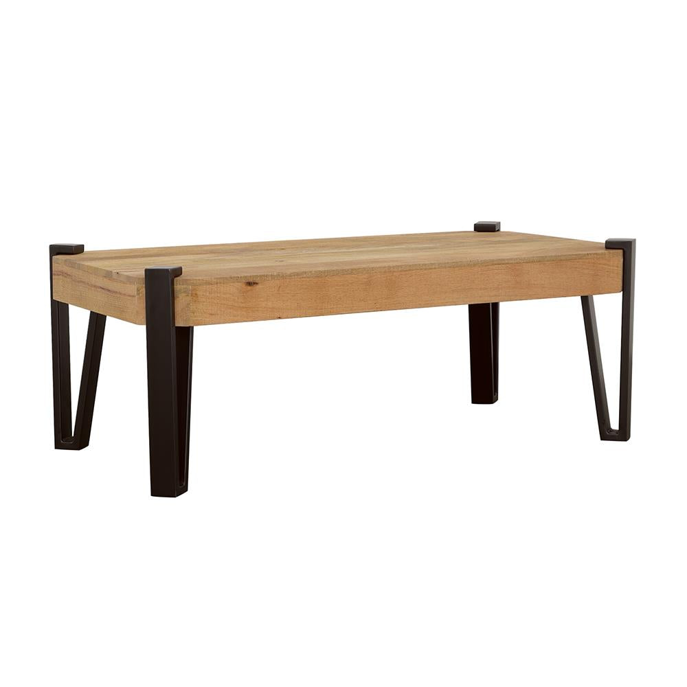Winston Wooden Rectangular Top Coffee Table Natural and Matte Black  Half Price Furniture