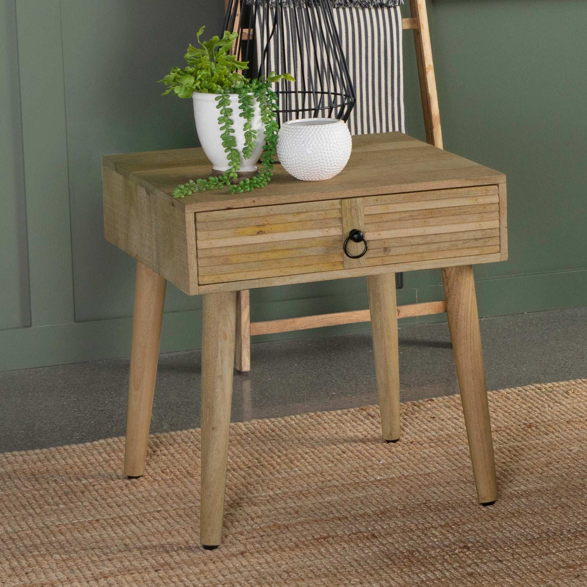 Zabel Square 1-drawer End Table Natural Half Price Furniture