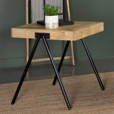 Avery Square End Table with Metal Legs Natural and Black Avery Square End Table with Metal Legs Natural and Black Half Price Furniture