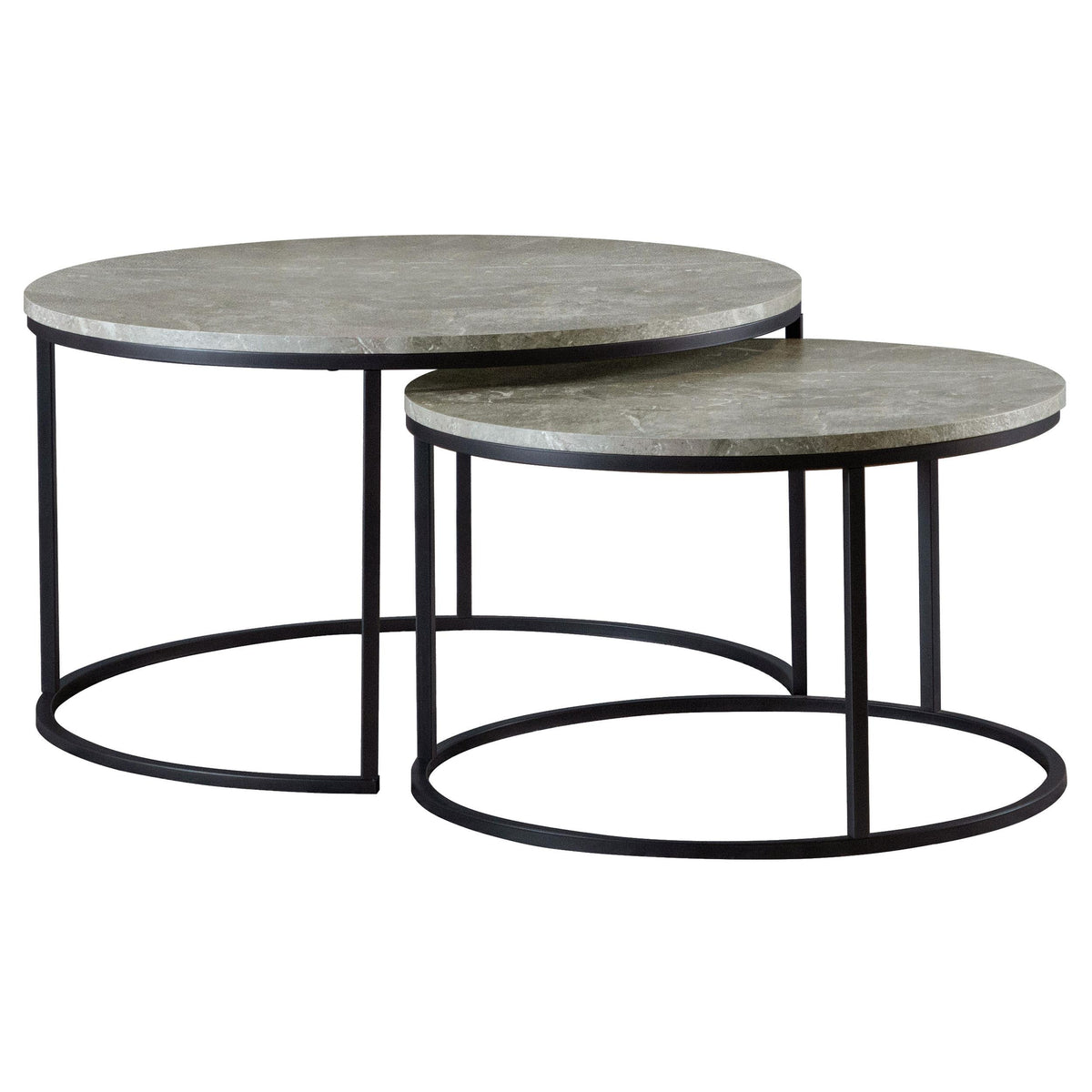 Lainey Round 2-piece Nesting Coffee Table Grey and Gunmetal  Half Price Furniture