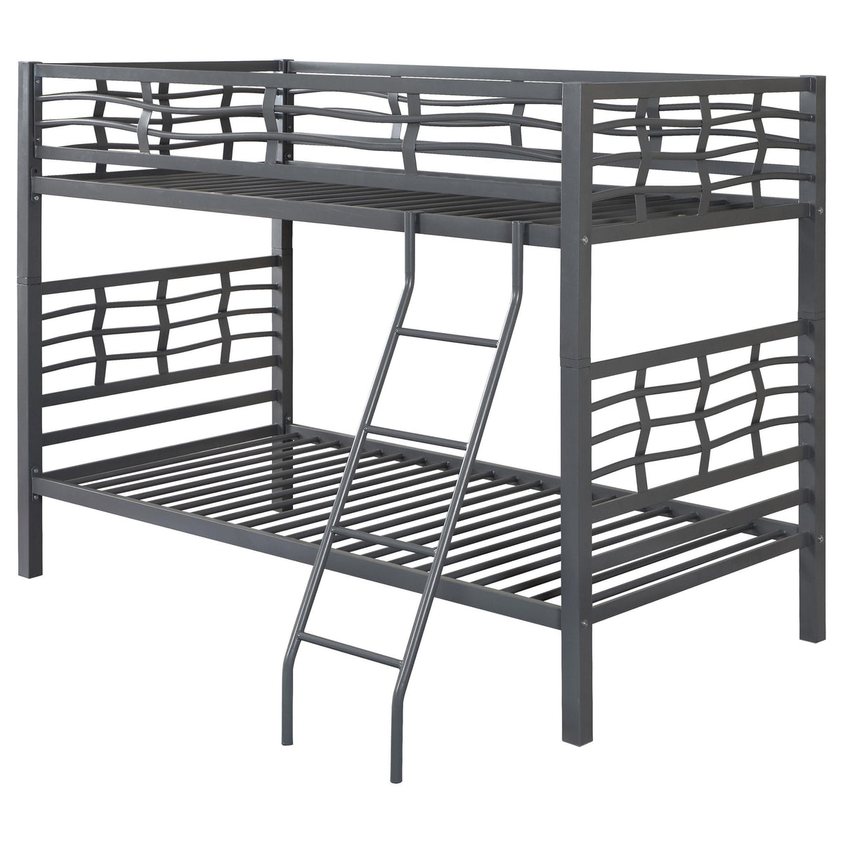 Fairfax Twin Over Twin Bunk Bed with Ladder Light Gunmetal  Half Price Furniture