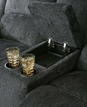 Draycoll Power Reclining Loveseat with Console Half Price Furniture