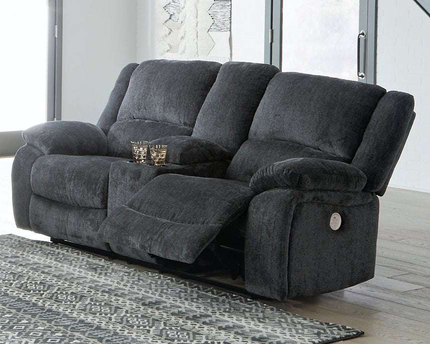 Draycoll Power Reclining Loveseat with Console Half Price Furniture