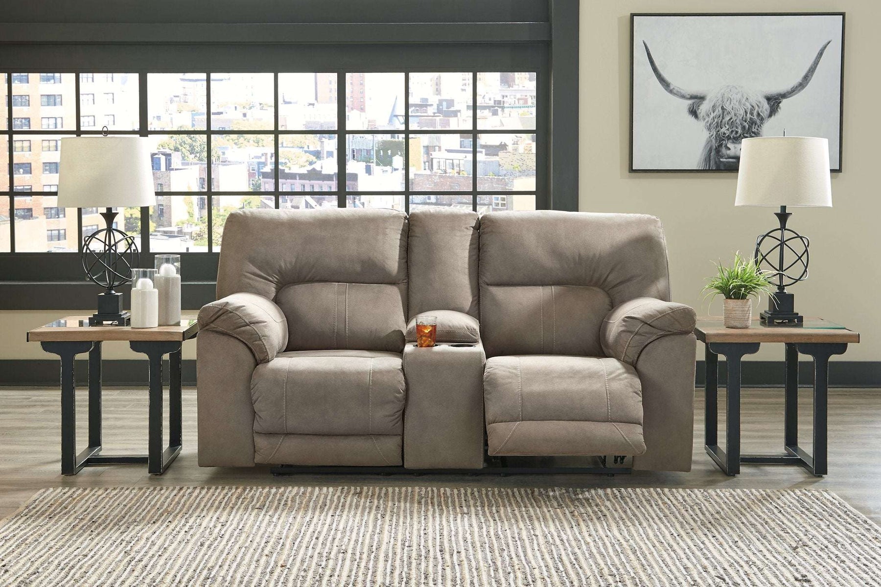 Cavalcade Power Reclining Loveseat with Console - Loveseat - Half Price Furniture