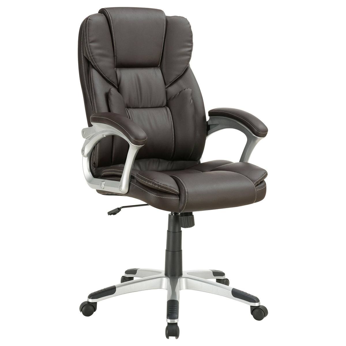 Kaffir Adjustable Height Office Chair Dark Brown and Silver  Las Vegas Furniture Stores