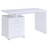 Irving 2-drawer Office Desk with Cabinet White Half Price Furniture