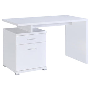 Irving 2-drawer Office Desk with Cabinet White Half Price Furniture