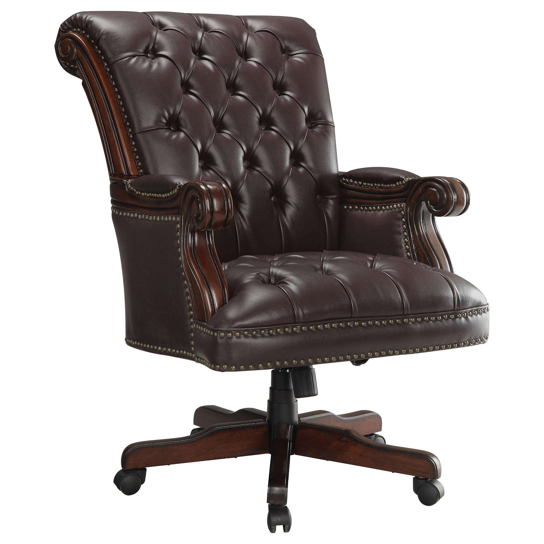 Calloway Tufted Adjustable Height Office Chair Dark Brown Half Price Furniture