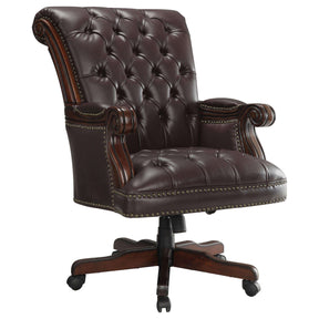 Calloway Tufted Adjustable Height Office Chair Dark Brown Half Price Furniture