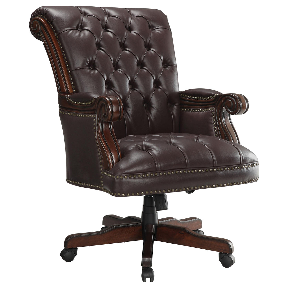 Calloway Tufted Adjustable Height Office Chair Dark Brown  Half Price Furniture