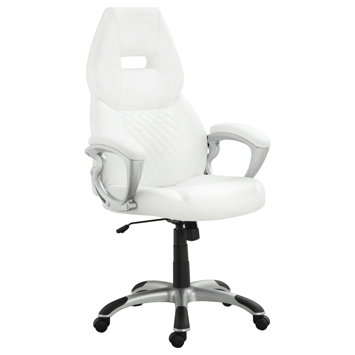 Bruce Adjustable Height Office Chair White and Silver Half Price Furniture