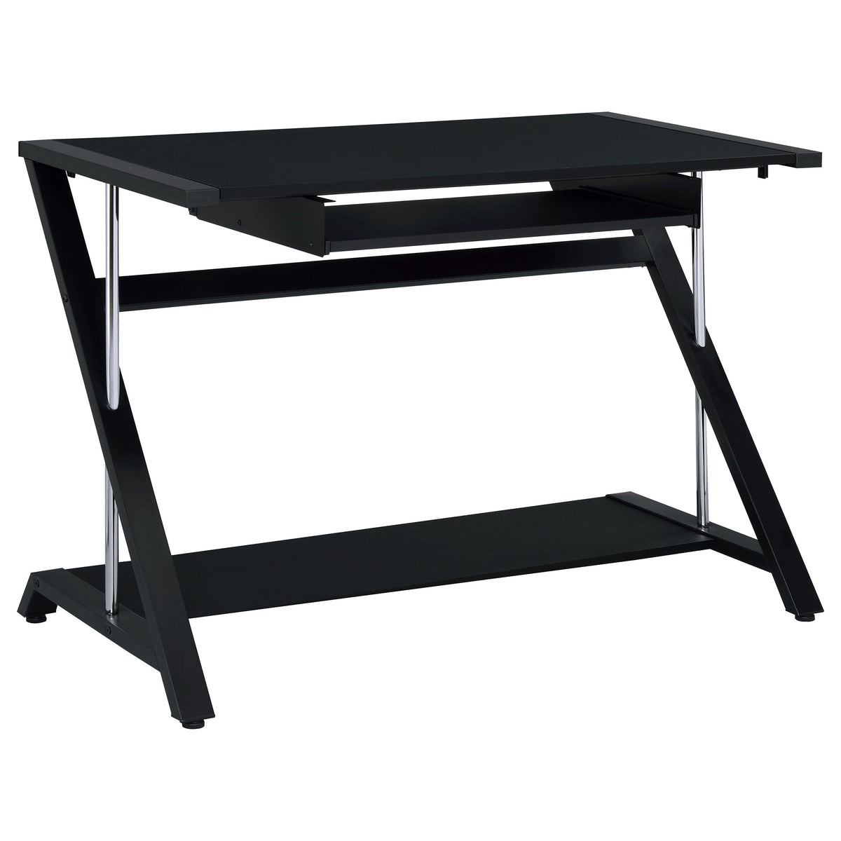 Mallet Computer Desk with Bottom Shelf Black  Half Price Furniture