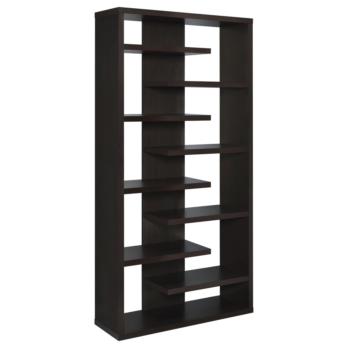 Altmark Bookcase with Staggered Floating Shelves Cappuccino  Half Price Furniture