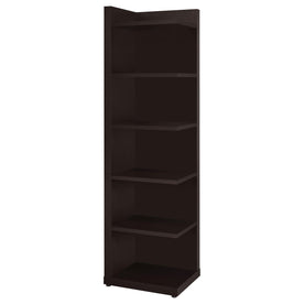 Pinckard 6-tier Corner Bookcase Cappuccino Half Price Furniture