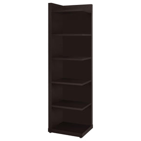 Pinckard 6-tier Corner Bookcase Cappuccino Half Price Furniture