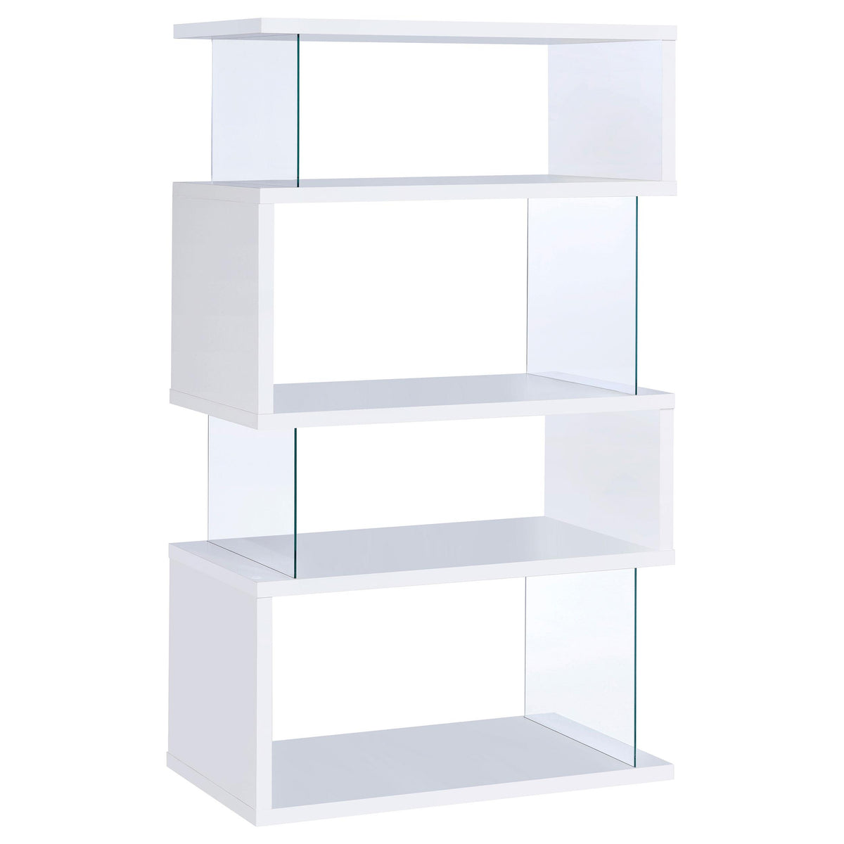 Emelle 4-tier Bookcase White and Clear Emelle 4-tier Bookcase White and Clear Half Price Furniture