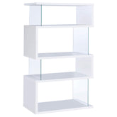 Emelle 4-tier Bookcase White and Clear  Half Price Furniture