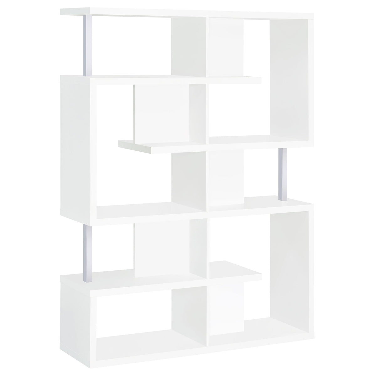 Hoover 5-tier Bookcase White and Chrome Half Price Furniture