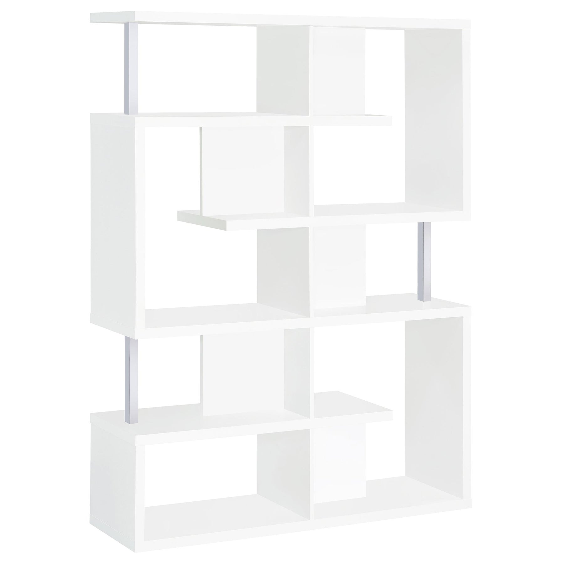 Hoover 5-tier Bookcase White and Chrome Hoover 5-tier Bookcase White and Chrome Half Price Furniture