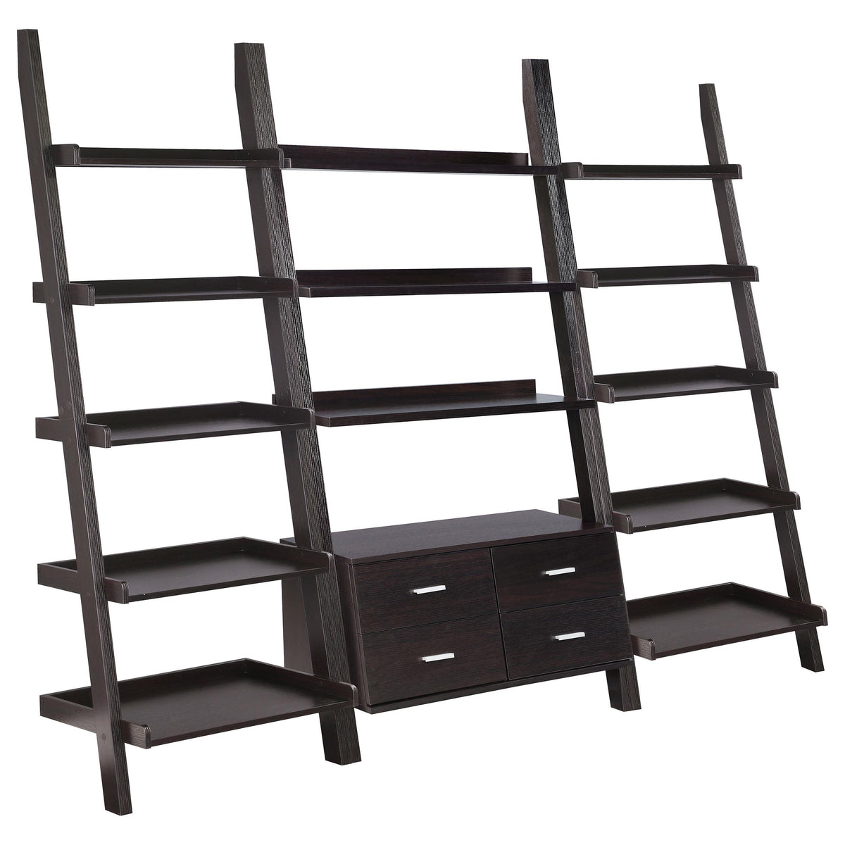 Colella 3-piece Storage Ladder Bookcase Set Cappuccino Colella 3-piece Storage Ladder Bookcase Set Cappuccino Half Price Furniture