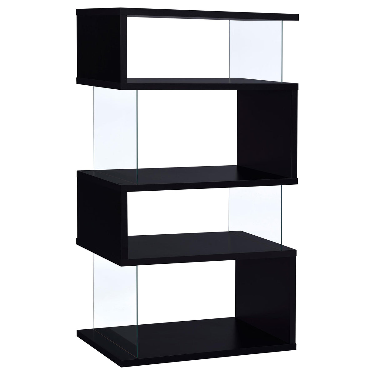 Emelle 4-tier Bookcase Black and Clear  Half Price Furniture