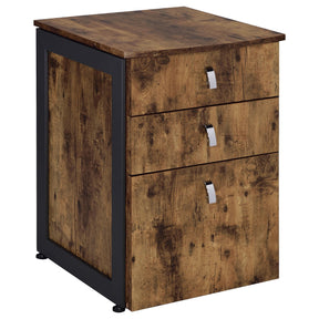 Estrella 3-drawer File Cabinet Antique Nutmeg and Gunmetal Estrella 3-drawer File Cabinet Antique Nutmeg and Gunmetal Half Price Furniture