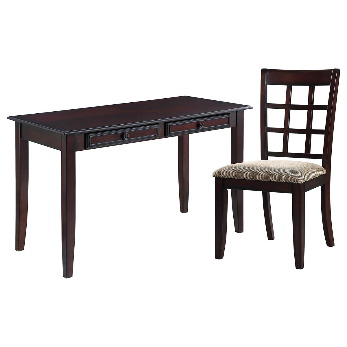 Newton 2-piece Writing Desk Set Dark Amber and Tan  Half Price Furniture