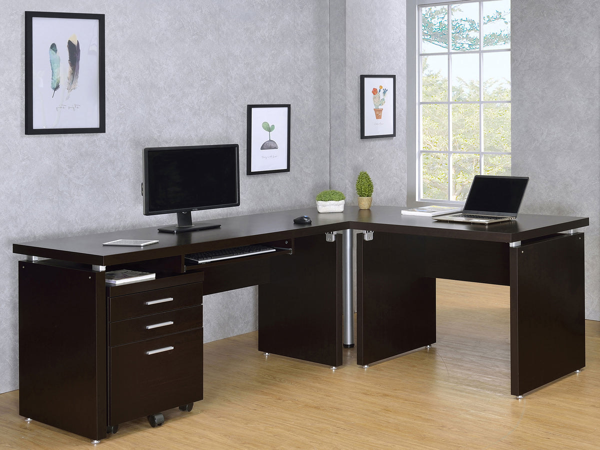 Skylar 2-piece Home Office Set L-Shape Desk with File Cabinet Cappuccino  Half Price Furniture