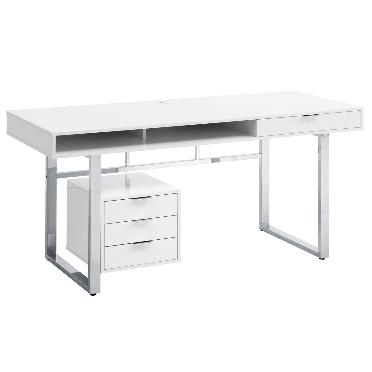 Whitman 4-drawer Writing Desk Glossy White  Half Price Furniture