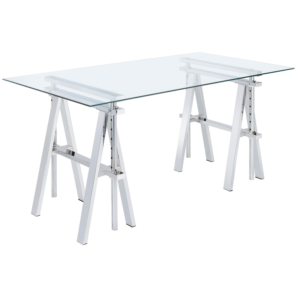 Statham Glass Top Adjustable Writing Desk Clear and Chrome  Las Vegas Furniture Stores