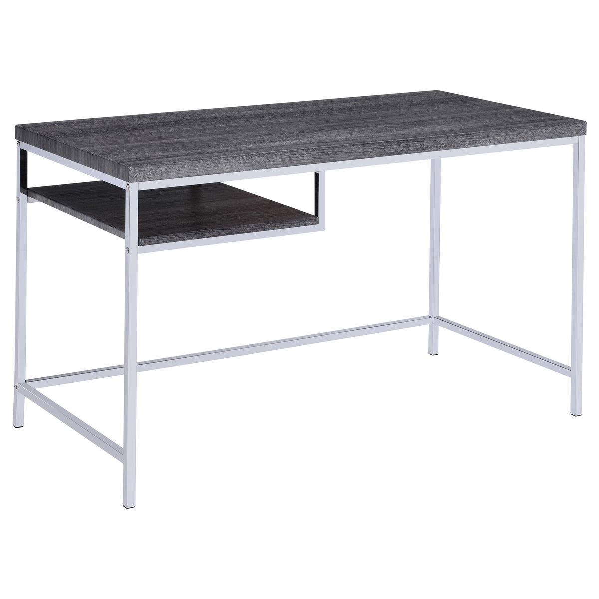 Kravitz Rectangular Writing Desk Weathered Grey and Chrome Kravitz Rectangular Writing Desk Weathered Grey and Chrome Half Price Furniture