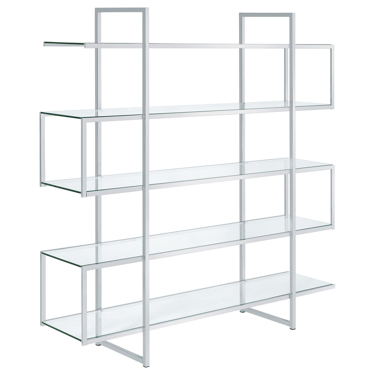 Elmer 5-shelf Bookcase Chrome and Clear  Half Price Furniture