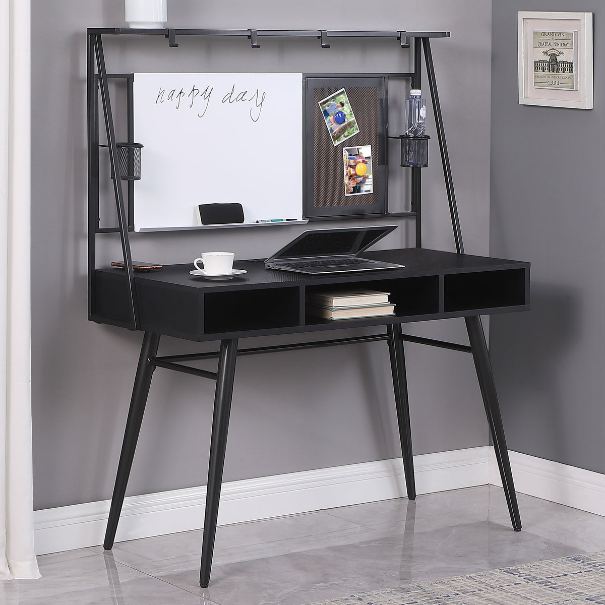 Jessie Writing Desk with USB Ports Black and Gunmetal Jessie Writing Desk with USB Ports Black and Gunmetal Half Price Furniture