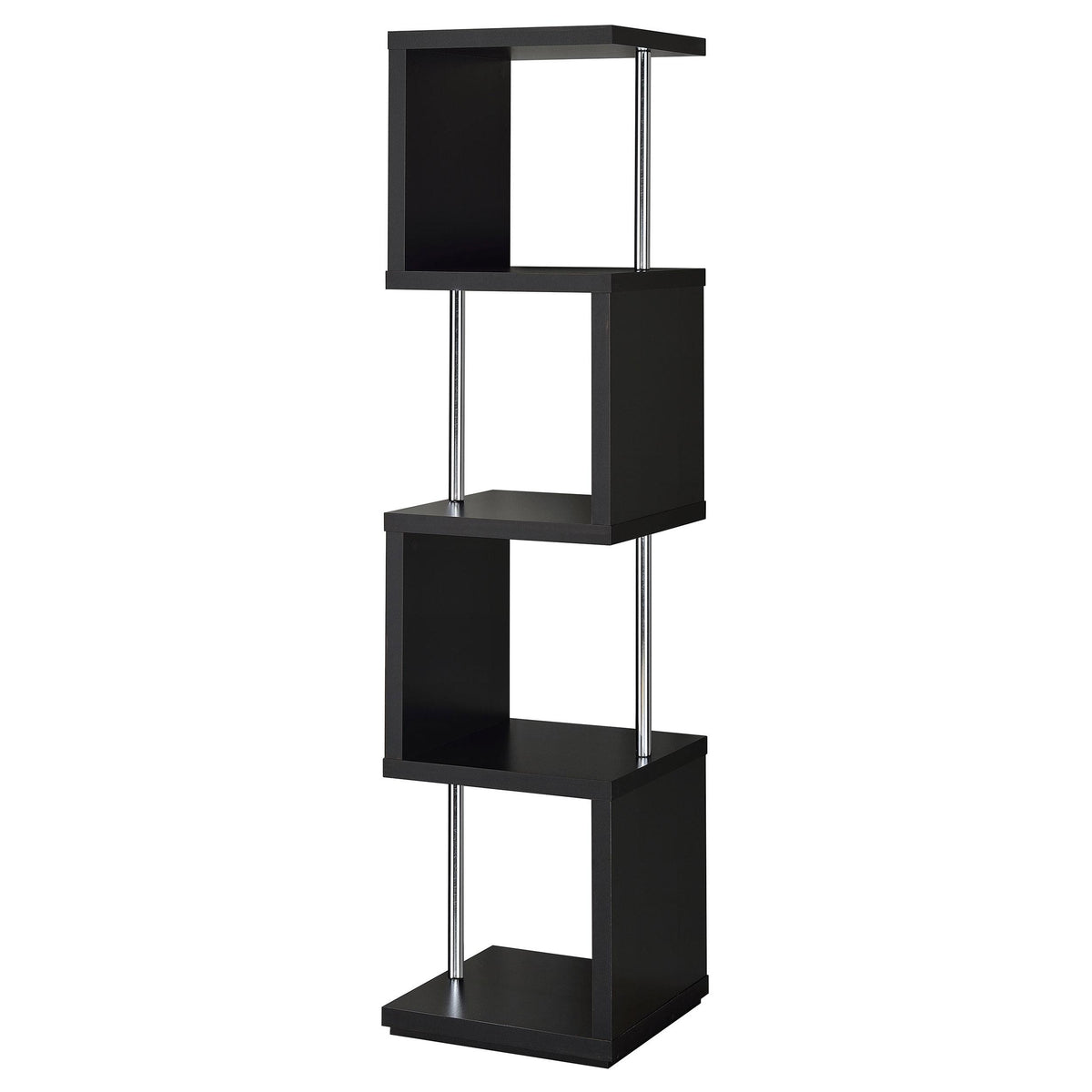 Baxter 4-shelf Bookcase Black and Chrome Half Price Furniture