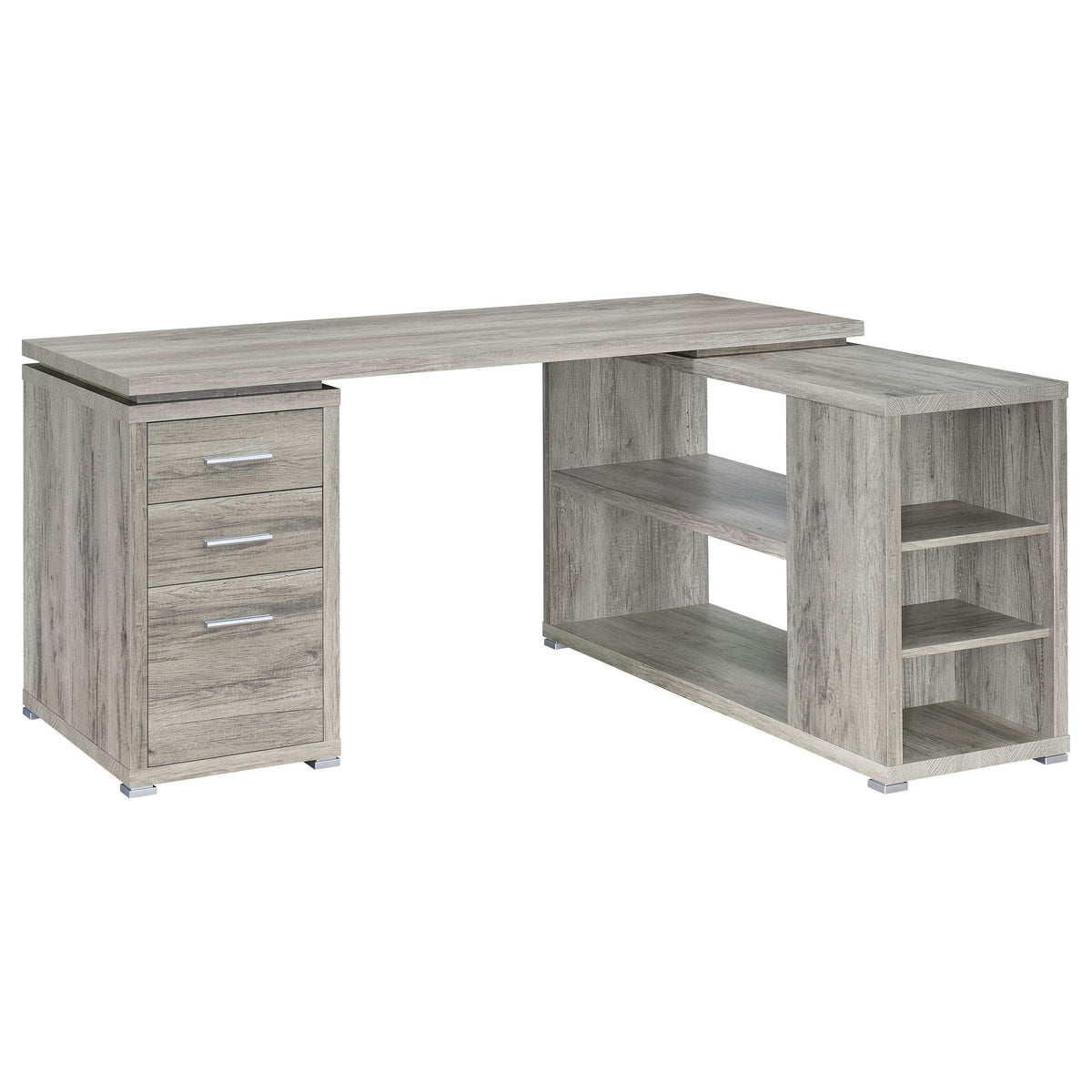 Yvette L-shape Office Desk Grey Driftwood  Half Price Furniture
