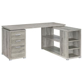 Yvette L-shape Office Desk Grey Driftwood Half Price Furniture