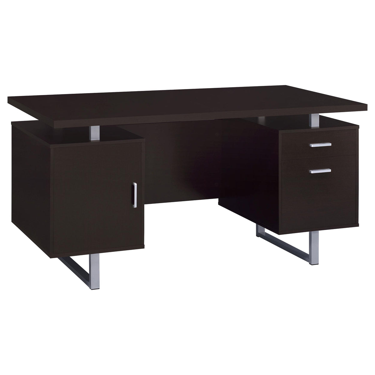 Lawtey Rectangular Storage Office Desk Cappuccino  Half Price Furniture