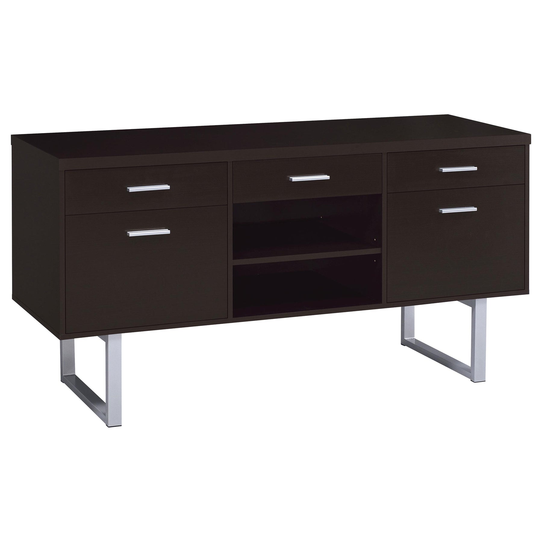 Lawtey 5-drawer Credenza with Adjustable Shelf Cappuccino  Las Vegas Furniture Stores
