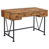 Analiese 3-drawer Writing Desk Antique Nutmeg and Black Half Price Furniture