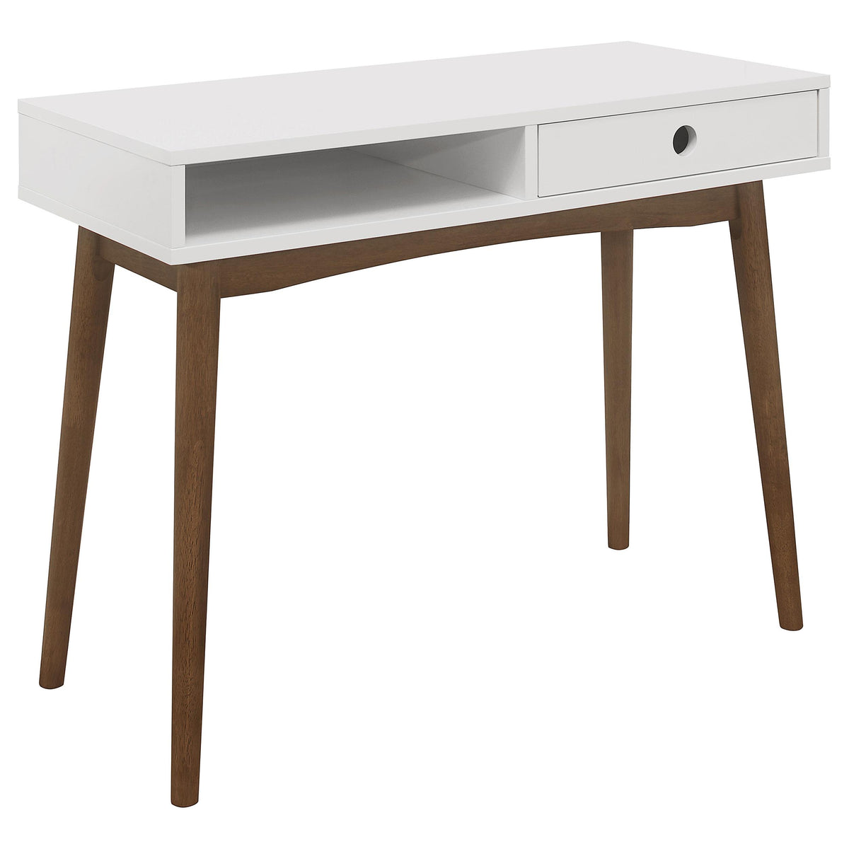 Bradenton 1-drawer Writing Desk White and Walnut  Half Price Furniture