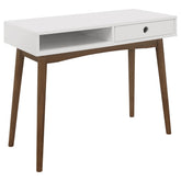 Bradenton 1-drawer Writing Desk White and Walnut Half Price Furniture